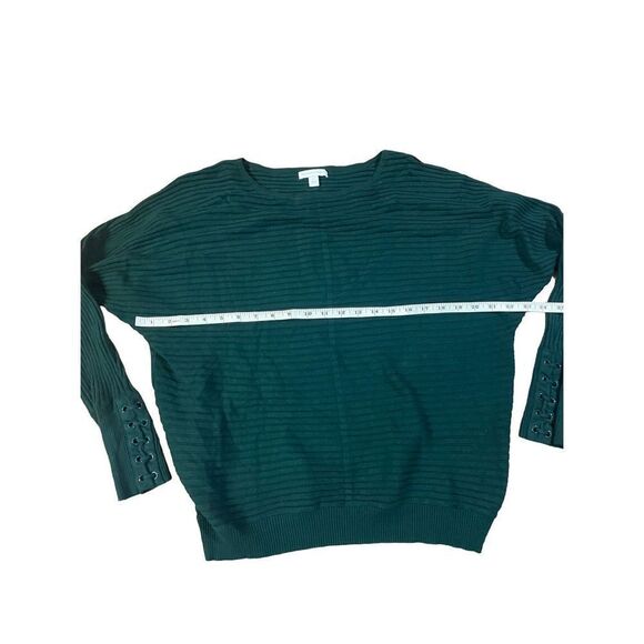 New York & Company forest green vertical ribbed drop shoulder sweater size XL - Picture 6 of 8